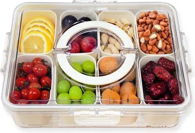 Image de Boîte à goûter pour enfants avec couvercle et compartiments pour les fruits et les noix