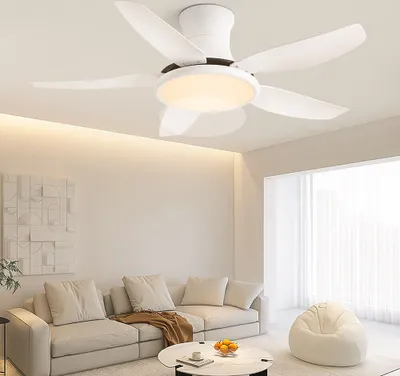 Obrázok produktu pre SX013-120 Biely stropný ventilátor s LED osvetlením s diaľkovým ovládaním nastaviteľná farba/jas svetla 6 rýchlostí, časovač 2 hodiny letný a zimný režim 54 W