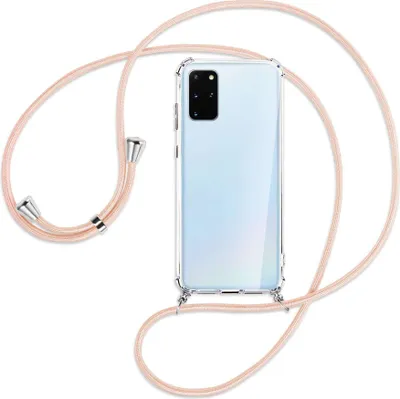 Produktbild von Handykette Backcover-Schutzhülle mit Band (Metall silberfarben) für Samsung Galaxy S20 Plus - rose peach