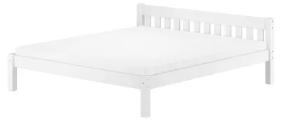 Produktbild von Weißes Doppelbett 180x200 Massivholzbett Kiefer massiv mit wählbarem Zubehör V-60.38-18WRollrost und Matratze inkl.