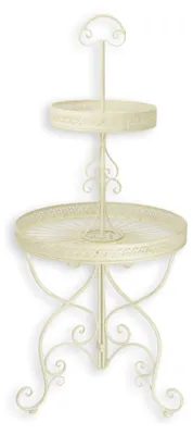 Produktbild von Grosse Etagere aus Eisen 2-stufig cremeweiß Replikat Retro Design Dekoration