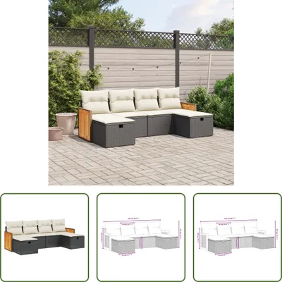 Produktbild von The Living Store 6-tlg. Garten-Sofagarnitur mit Kissen Schwarz Poly Rattan