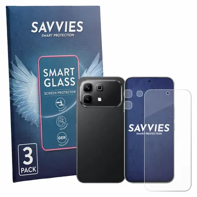 Produktbild von 3x Savvies Schutzglas Folie für Infinix Note 60 (Display+Kamera) 9H Panzer Schutzfolie Glas Displayschutz klar transparent