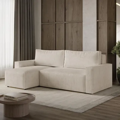 A modern living room with a sectional sofa.
