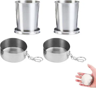 Produktbild von Famanu Faltbare RVS Trinkbecher 250ml - Ideal für Reisen und Outdoor-Aktivitäten