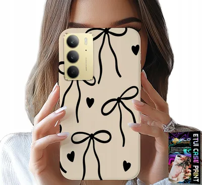 Zdjęcie produktu dla Etui Do Realme C75 - Beżowe Kokardki Wstążka Modne Wzory