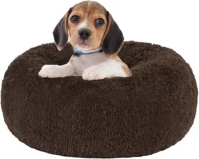 Immagine prodotto di Cuccia ortopedica per cani, cuscino rotondo per cani, divanetto per cani, lettino per gatti, a forma di ciambella, cuccia morbida e coccolosa, lavabile, Ø 60 cm, marrone