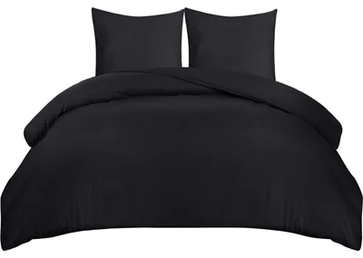 Zdjęcie produktu dla Poszewka na kołdrę zestaw pościeli - 200 x 200 cm - Z 2 poszewkami na poduszki 80 x 80 cm - Czarny