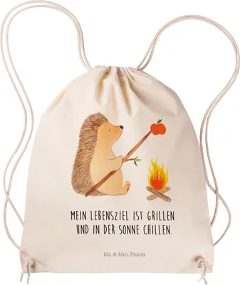 Produktbild von Mr. & Mrs. Panda Sportbeutel Igel Grillen - Transparent - Geschenk, Kleiner Rucksack, Lustige Sprüche, Ziele, Beutel, Jutebeutel, wander, Spruch, Sinn Des Lebens