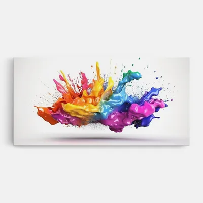 Produktbild von ARTHUB® Leinwandbild 40x80 cm, Blue Orange Splash | Wohnzimmerdekoration, Hängende Bilder, Wanddekoration, Heimdekoration, Abstrakte, Lebendige Farben