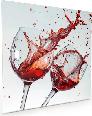Produktbild von Küchenrückwand Spritzschutz Glas mit Motiv Weinkelchplätschern 40 x 40 cm