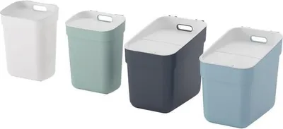 Produktbild von 4er-Set Mülleimer - ABHOLBEREIT - CURVER - 2 x 10 l + 2 x 20 l - Weiß/Grün/Blau/Grau