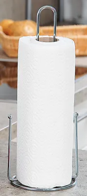 Image de Kesper, support pour rouleaux de papier essuie-tout, chromé, hauteur : 32,5 cm.