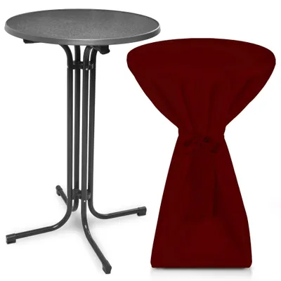 Produktbild von Beautissu Outdoor Stehtisch Bellini, klappbar, Ø60cm, Bordeaux, mit Husse