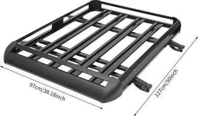 Image de Grand porte-bagages de toit pour voiture - Panier à bagages en aluminium pour SUV - Léger, capacité de charge de 68 kg - Universel, adapté aux SUV - Noir