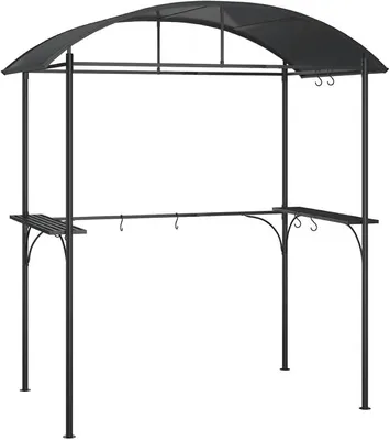 Produktbild von Garten Pavillon Grillpavillon mit Seitenregalen Anthrazit 220x115x230 cm Stahl