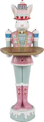 Produktbild von Clayre & Eef Dekorationsfigur Kaninchen 25 cm Weiß Rosa Kunststoff