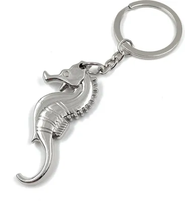 Produktbild von Onwomania Seepferdchen Schwimmabzeichen Schlüsselanhänger Metall Glücksbringer in Alu Geschenkbox, ideal zum Verschenken