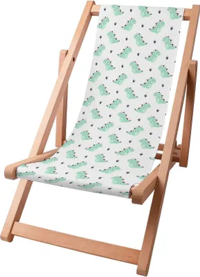 Image de Dreamroots Chaise longue enfant pliable en bois, jusqu'à 130 kg, Chaise longue pliable avec dossier inclinable en 3 positions, Dinosaur and Crow