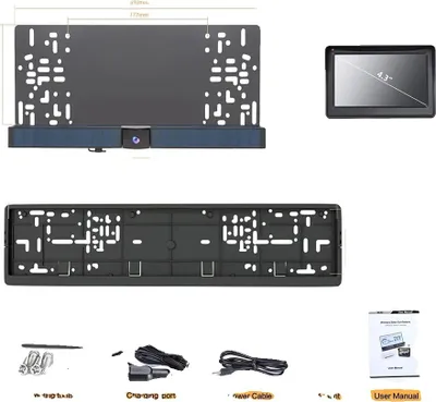Image de Caméra de recul sans fil, écran 4,3 pouces, recharge solaire, caméra solaire pour véhicule
