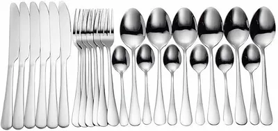 Imagen del producto de Juego de cubiertos, juego de cubiertos para comer, juego de vajilla para comidas de 24 piezas, juego de cubiertos (plata, 24 piezas)
