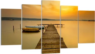 Produktbild von Bild auf Leinwand - Leinwandbild - See Brücke - 160x85cm - Wand Bild - Wanddeko - Wandbilder - Leinwanddruck - Bilder - Kunstdruck - Wanddekoration - Leinwand bilder - Wandkunst - EA160x85-3673