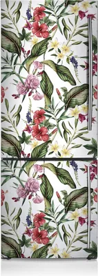 Produktbild von Kühlschrankmagne Kühlschrank Aufkleber Magnetfolie Dekoration 60x190 cm - Tropische Blumen