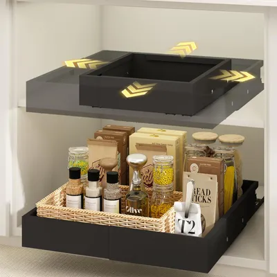 Productafbeelding van Keukenlade telescopisch - Uittrekbaar - 26 tot 41 cm - Zwart - Kastlade organizer