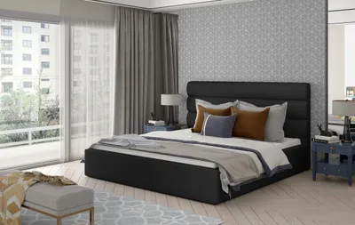Obrázek produktu pro Manželská čalouněná postel 160x200 LUNESTO 1 - černá