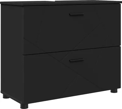 Image de Armoire de salle de bains avec tiroirs Noir 76,5 x 35 x 64 cm