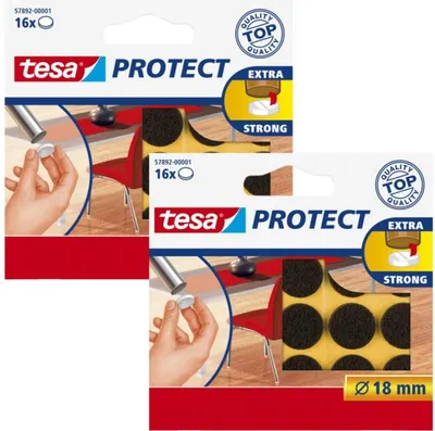 Immagine prodotto di TESA Pattini in feltro rotondi per sedie, tavoli, lavatrici, mobili, marroni, 18 mm x 2