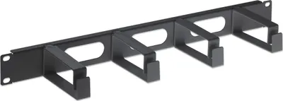 Obrázok produktu pre Intellinet Vedenie káblov pre 19" skrine, 1 U, 4 veľké plastové krúžky, čierna - Doska na vedenie káblov pre rozvádzač - čierna, RAL 9005 - 1U - 48,3 cm (19")