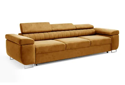 Produktbild von Schlafsofa CARMEN, moderne Couch mit verstellbaren Kopfstützen, ausziehbare Polstercouch, Sofa mit Schlaffunktion, Monolith 48