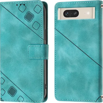 Produktbild von Hülle für Google Pixel 7 Prägung Flip Leder Brieftasche Schutzhülle mit Ständer Grün