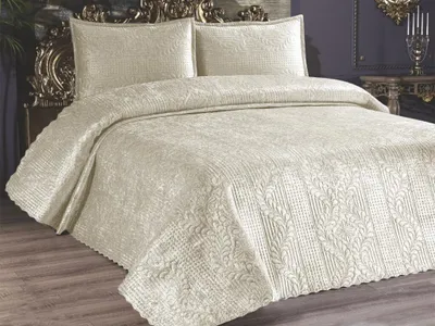 Produktbild von L'Essentiel Linge de Maison, Velica - Cream, Doppelbett-Tagesdecken-Set, Creme, 100 % SAMT, 230 x 250 cm