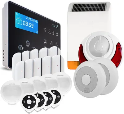 Imagen del producto de Kit de sistema de alarma inalámbrico, de gran alcance, con sirena, mandos a distancia y detectores