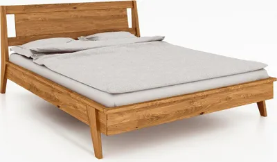 Produktbild von Bett Jetro 2 Sonderlänge 100x190 Wildeiche massiv Holzkopfteil und Holzbeine