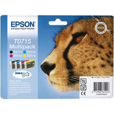 Produktbild von Epson Multipack 4-farbig T0715 DURABrite Ultra Ink, Schwarz, Cyan, Magenta, Gelb, 1 Stück(e), Multipack