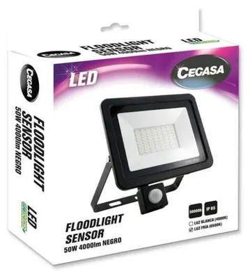LED-Flutlicht mit Sensor, 50 W, 4000 lm, 6500 K, schwarz