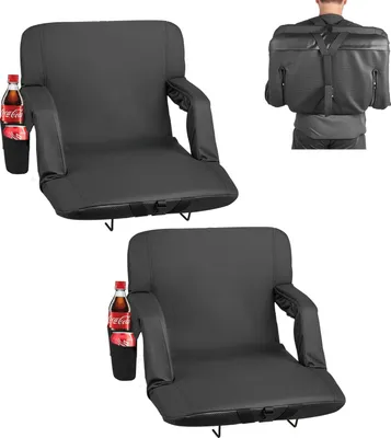 Immagine prodotto di Sedile da stadio - Set di 2 sedie da stadio - Regolabile in 6 angolazioni - Imbottito - Con braccioli - Schienale - Portabicchieri - Larghezza 63,5 cm
