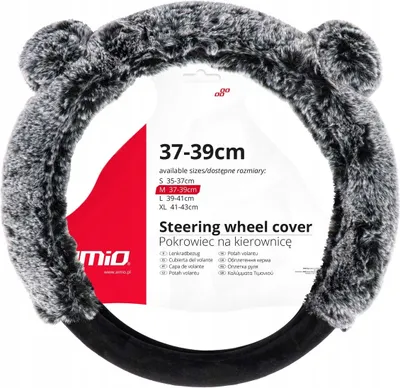 Image de Housse de volant en peluche pour voiture avec oreilles, ourson d'hiver bien chaud