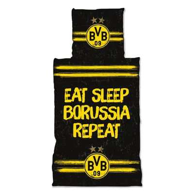 Produktbild von BVB Borussia Dortmund Bettwäsche "Eat. Sleep. Borussia. Repeat"
