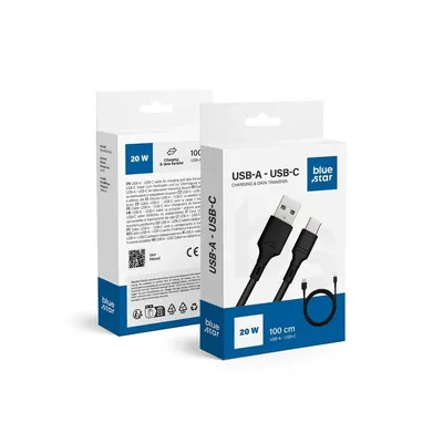 Productafbeelding van Blue Star, 20W USB naar USB-C oplaad- en synchronisatiekabel, zwart