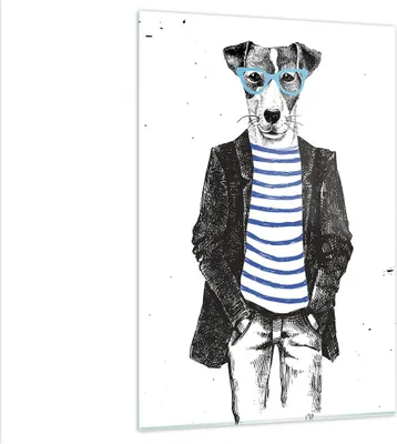 Produktbild von Bilder auf glas - Einteilig - Hund Abstraktion - 80x120cm - Glasbilder - Wandbilder - Bilder - zum Aufhängen bereit - Wanddekoration aus Glas - Glas Bilder - Wandbild auf Glas - GPA80x120-3848