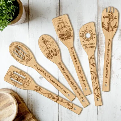 Produktbild von Holz Küchenutensilien-Set, 6-teilig, mit Navigationsmuster
