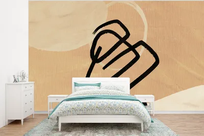 Produktbild von MuchoWow® Fototapete für Wohnzimmer oder Schlafzimmer Wandtapete Vinyl Motivtapete Schwarz - Braun - Abstrakt - 375x280 cm - Schlafzimmer tapete