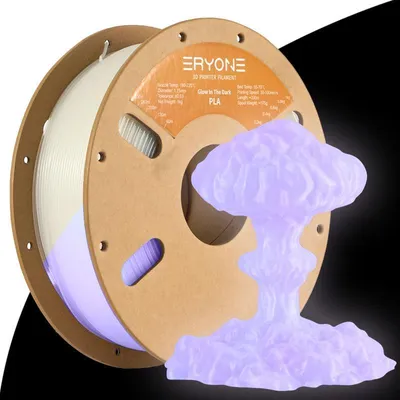 Produktbild von Leuchtendes PLA Filament - 3D Drucker Filament - 1,75 mm - Toleranz ±0,03 mm - 1 kg Spule - Lila - Für FDM Drucker