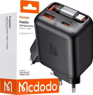 Zdjęcie produktu dla Mcdodo Szybka Ładowarka Sieciowa Zasilacz 2X Usb-C Usb-A Pd Gan 35W Kabel