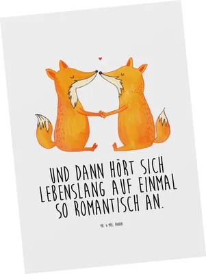 Produktbild von Mr. & Mrs. Panda Postkarte Füchse Liebe - Weiß - Geschenk, Grußkarte, bildkarte, Fuchs, Freundin, Ansichtskarten, Postkarten, Fox, Ansichtskarte