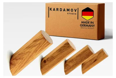 Produktbild von 4er Set Wandhaken aus Holz, Handgefertigte Kleiderhaken aus Eiche, Moderne Garderobenhaken, Minimalistische Wandhaken